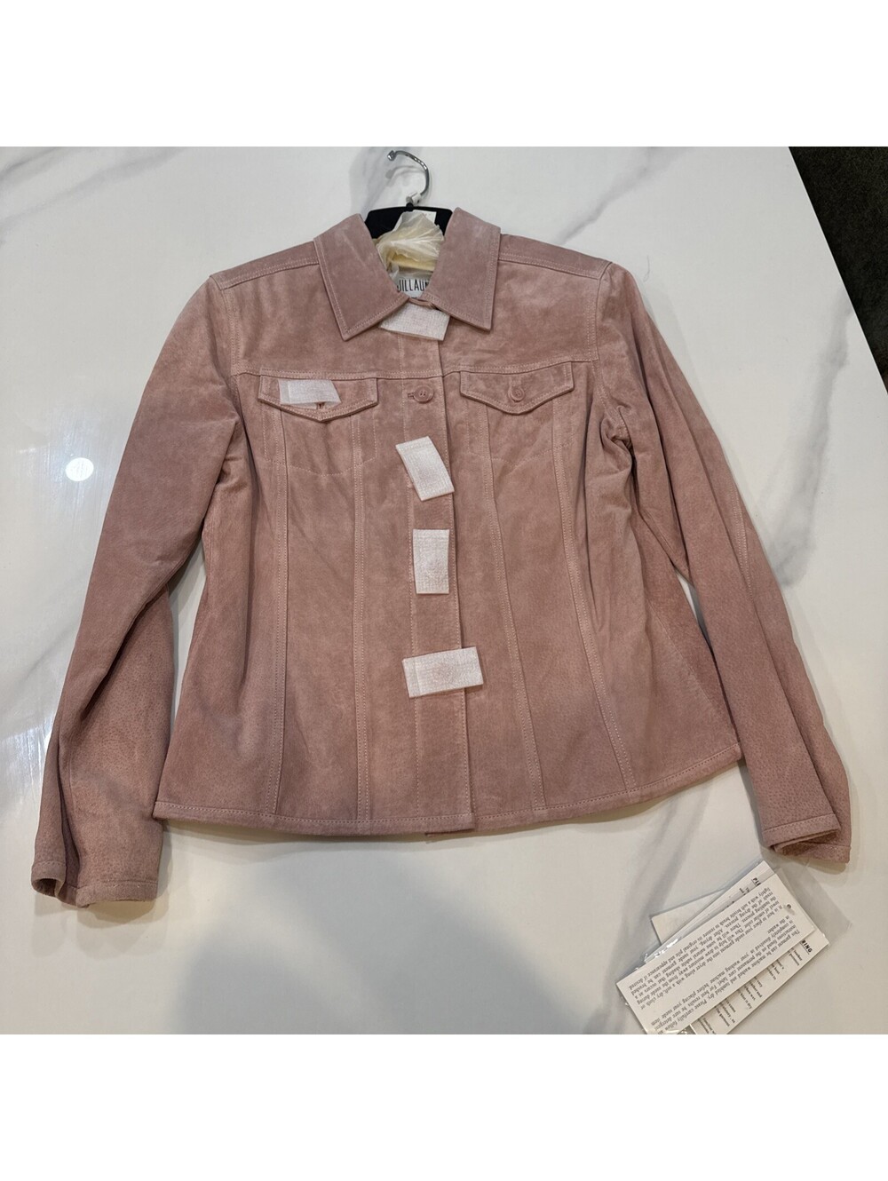 New With Tags, Ladies Pink Leather Suede Jacket By Guillaume - Medium